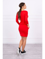 Viskózové šaty s viazaním v páse červené
