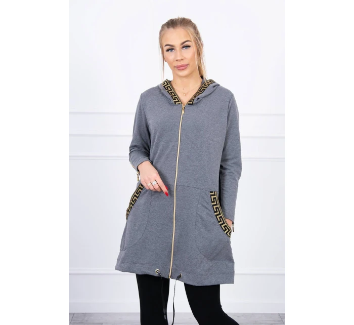 Mikina s ozdobnou páskou grafitová Mikina s ozdobnou páskou grafitová