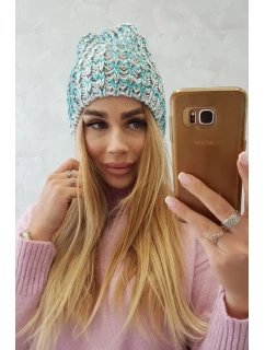 Dámska čiapka Lora K312 tyrkysová+sivá
