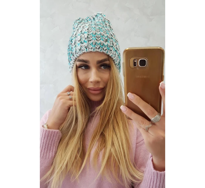 Dámska čiapka Lora K312 tyrkysová+sivá Dámska čiapka Lora K312 tyrkysová+sivá