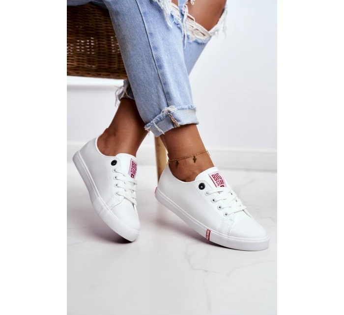 Damskie Skórzane Trampki Big Star GG274005 Biało-Czerwone