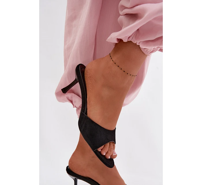 Sandály z imitace semiše na podpatku Černé Melissea