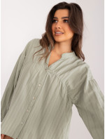 Bavlnená oversize košeľa v khaki farbe so zapínaním na gombíky