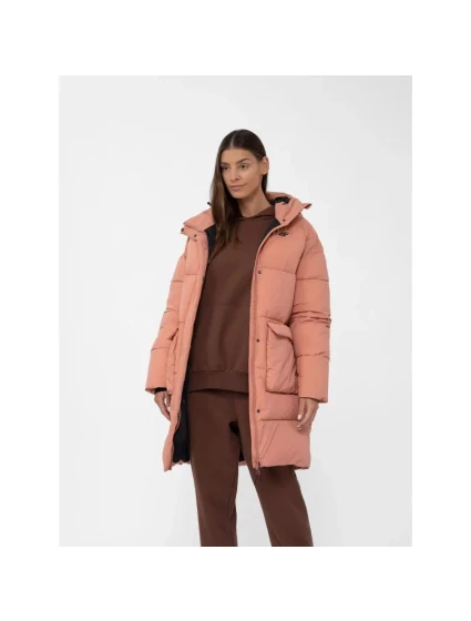Dámsky kabát 4FAW23TDJAF236-64S Púdrovo ružová - 4F