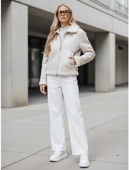 Dámský kabát z ovčí kůže white Dstreet model 21981582 - FashionStreet