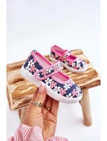 Dziecięce Baleriny W Kwiatuszki Granatowo-Różowe Noah Dziecięce Baleriny W Kwiatuszki Granatowo-Różowe Noah