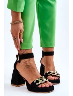 Dámské semišové sandály s podpatky Lewski boty Černá model 21616060 - Boto