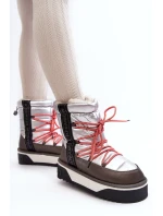 Śniegowce Damskie Na Grubej Podeszwie Wegańskie D.Franklin DFSH371006 Srebrne