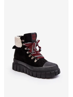 Ocieplane Botki Trapery Na Grubej Podeszwie Czarne Ralotta