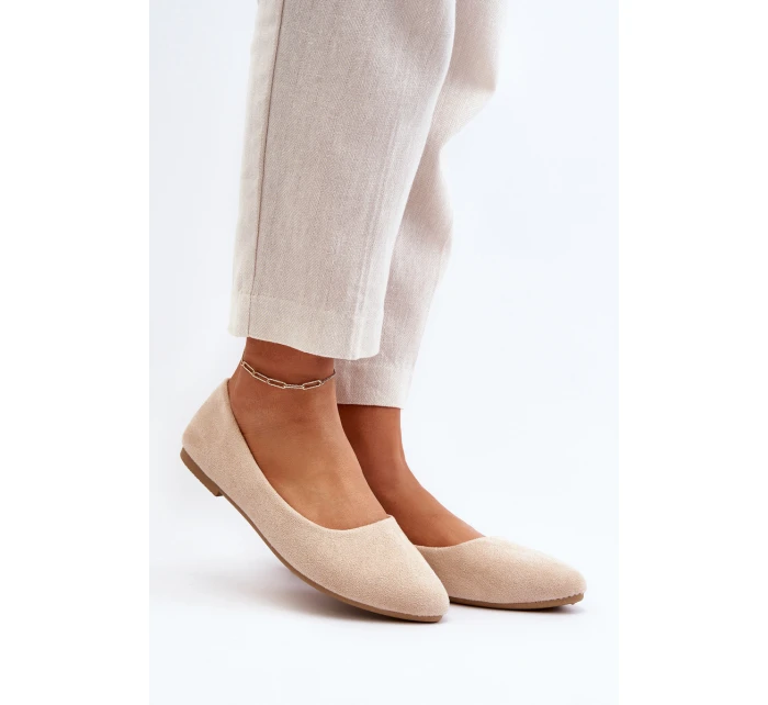 Bežové dámské semišové baleríny model 21651605 - EVENTO