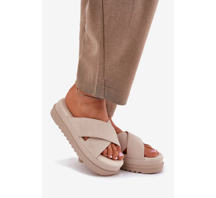 Dámské Pantofle Na Platformě S Se Pásky Béžové model 21696079 - Boto Dámské Pantofle Na Platformě S Se Pásky Béžové model 21696079 - Boto