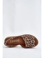 model 21697372 Kožené Nazouvací Sandály Leopardí - Zazoo