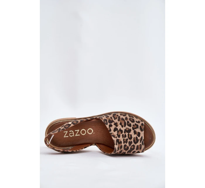 model 21697372 Kožené Nazouvací Sandály Leopardí - Zazoo