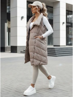 Dámská prošívaná dlouhá vesta bez kapuce béžová Dstreet model 21979799 - FashionStreet