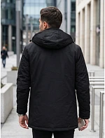 Pánska zimná bunda s odnímateľnou kapucňou, čierna, FashionStreet TX5105 Pánska zimná bunda s odnímateľnou kapucňou, čierna, FashionStreet TX5105