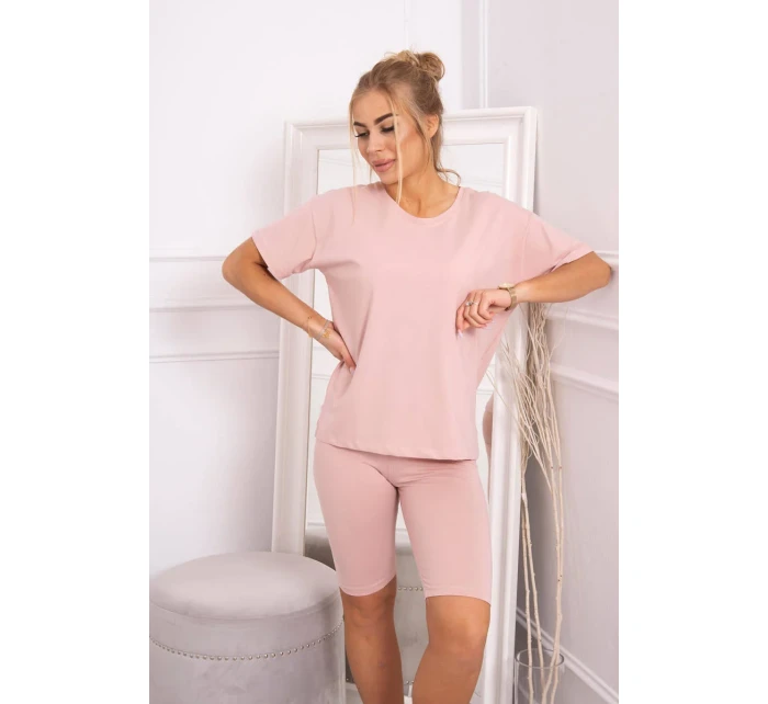 Komplet top+legginsy ciemny pudrowy róż