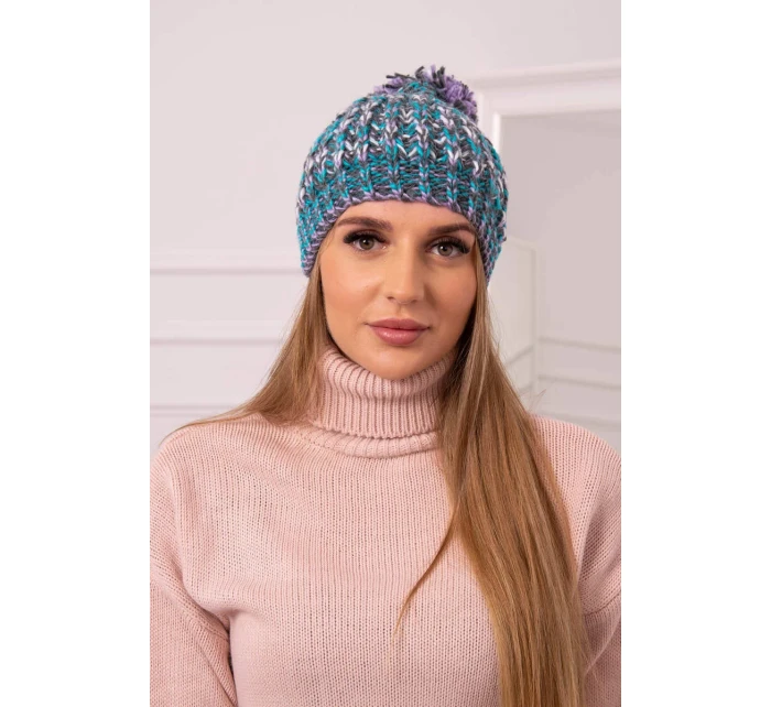 Dámska čiapka s brmbolcom Maria K335 tyrkysová