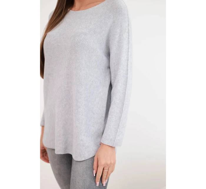 Dámský svetr z viskózy s dlouhým rukávem a kulatým výstřihem světle šedý