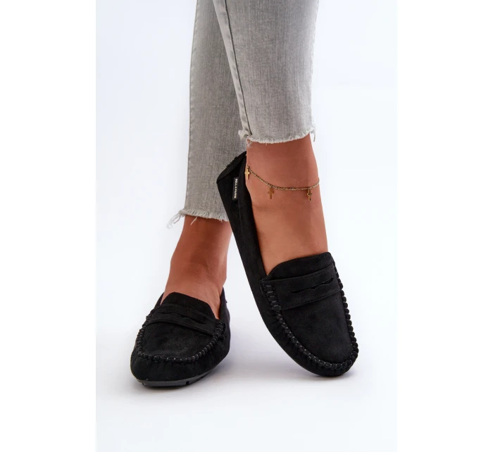 Mokasyny Damskie Z Eko Zamszu Czarne Rerceria