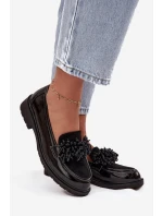 Damskie Mokasyny Lakierowane S.Barski HY52-369B Czarne