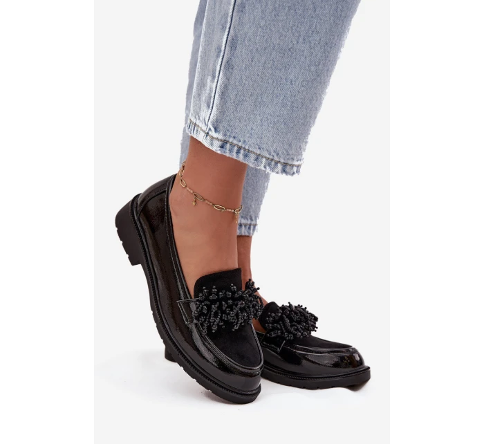 Damskie Mokasyny Lakierowane S.Barski HY52-369B Czarne