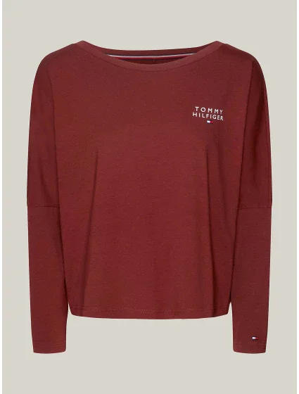 Dámske tričko s dlhým rukávom UW0UW04153 DW5 bordová - Tommy Hilfiger