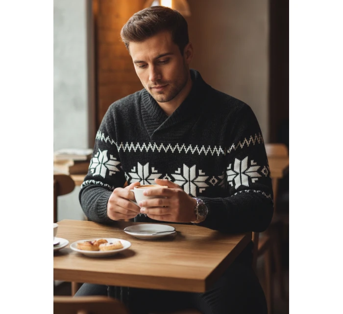 Pánsky čierny sveter FashionStreet WX2268 Pánsky čierny sveter FashionStreet WX2268