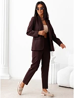 Elegantní dámský kostým – sako a kalhoty, hnědý, FashionStreet AY1245 Elegantní dámský kostým – sako a kalhoty, hnědý, FashionStreet AY1245