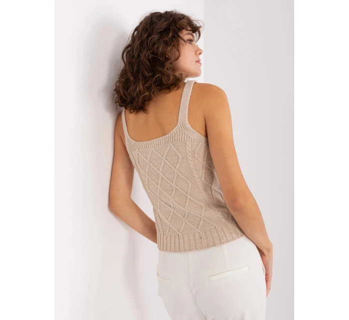 Béžový dámsky dvojdielny set - top a sveter (8019)