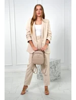 Elegantná súprava saka a nohavíc v tmavobéžovej farbe