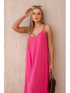 Mušelínové šaty bez ramienok ružové