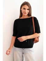 Dámsky viskózový sveter s krátkymi rukávmi čierny