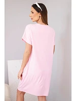 Dámske viskózové šaty s krátkymi rukávmi a ozdobnou potlačou candy pink