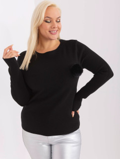 Čierny pletený viskózový sveter plus veľkosť