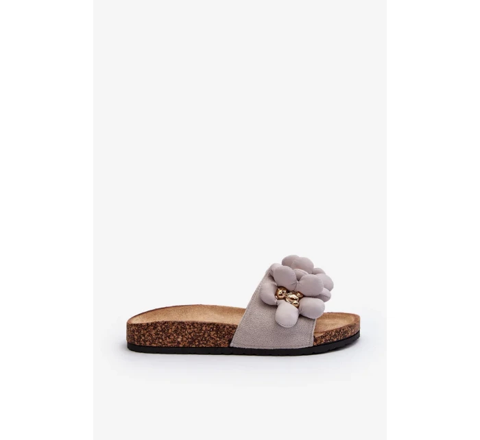 Dámské pantofle s ozdobami šedá Bunlia Dámské pantofle s ozdobami šedá Bunlia