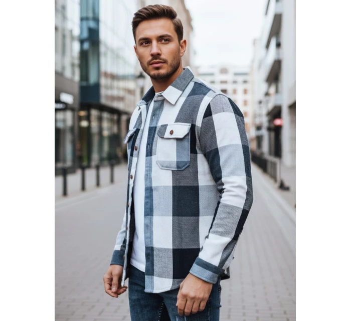 Pánská modrá kostkovaná košile model 21994100 - Dstreet