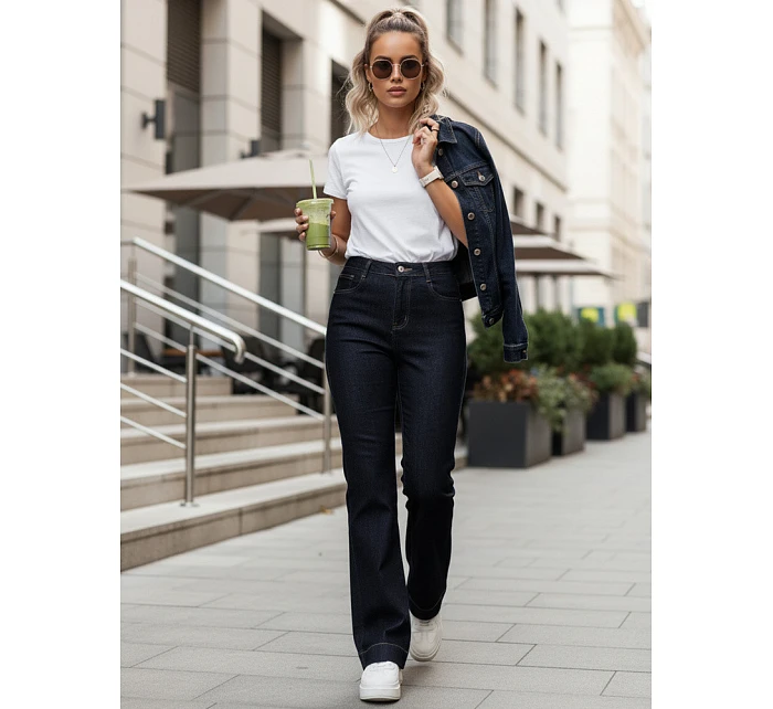 Jeansy damskie z wysokim stanem granatowe model 22120956 - FashionStreet