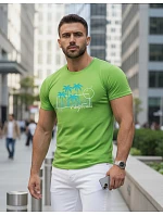 Pánske tričko s klasickou limetkovo zelenou potlačou FashionStreet NX5020R