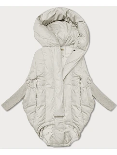 Dámská oversize bunda v barvě ecru s rukávy model 21248876 - WAY MODE