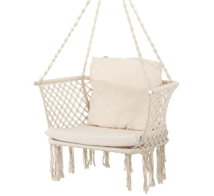 ZÁVESNÉ SEDADLO HAMMOCK Čapí hniezdo 78x64CM ECRU