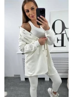 Trojdielna súprava blúzky, topu a legín vo farbe ecru