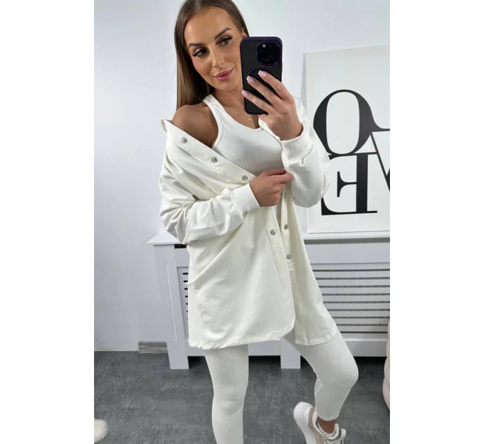 Trojdielna súprava blúzky, topu a legín vo farbe ecru