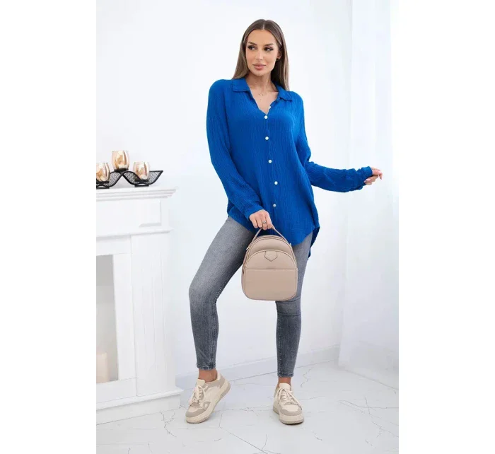 Bavlněná mušelínová košile chrpově modrá Bavlněná mušelínová košile chrpově modrá