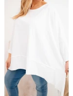 Dámska bavlnená tunika s asymetrickou spodnou časťou biela