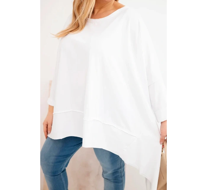 Dámska bavlnená tunika s asymetrickou spodnou časťou biela