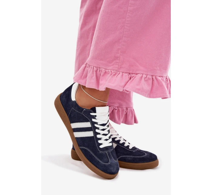 Zazoo N1068 Semišové Nízké Dámské Tenisky Tmavě Modré