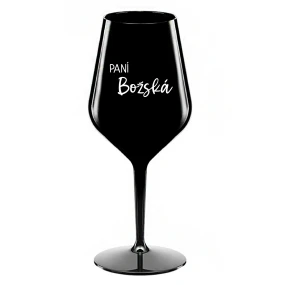 PANÍ BOŽSKÁ - černá nerozbitná sklenice na víno 470 ml
