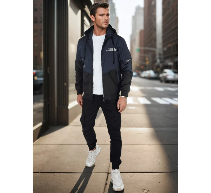 Pánská přechodná bunda s kapucí modrá Dstreet model 21986390 - FashionStreet Pánská přechodná bunda s kapucí modrá Dstreet model 21986390 - FashionStreet