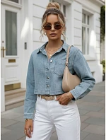 Krátka dámska džínsová košeľa s dlhými rukávmi FashionStreet TY5692