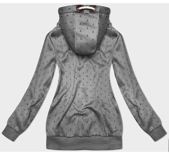 Dámska sivá mikina na zips so sťahovacou šnúrkou (2306)